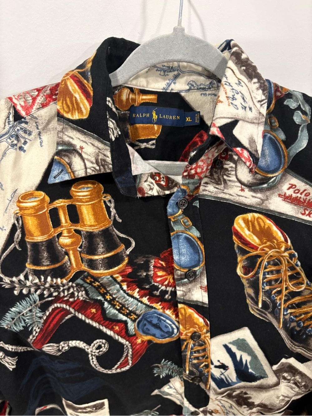 Ralph Lauren Black Travel Motif boot Button-Up Shirt - Picture 2 of 3